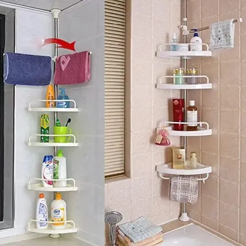 Telescopic 4 Tier Adjustable Shower Corner Bathroom Shelf Organizer