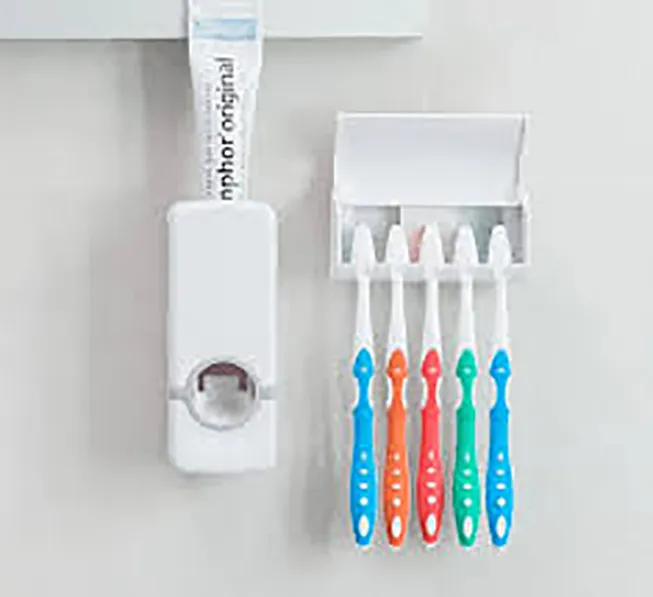 Automatic Universal Toothpaste Dispenser And 5 Tooth Brush Holder For Home Bathroom Acessories