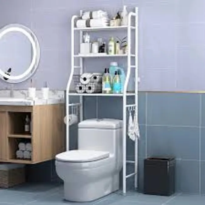 3 Tier Metal Toilet Storage Rack (White)