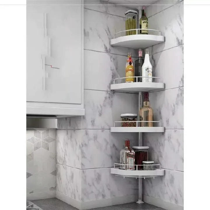 Gadget Deal No Tools 4 Tier Multi Use Rack Corner Shelf Holder Shelves Adjustable Storage Space Saver Organizer Kitchen Bathroom Toilet