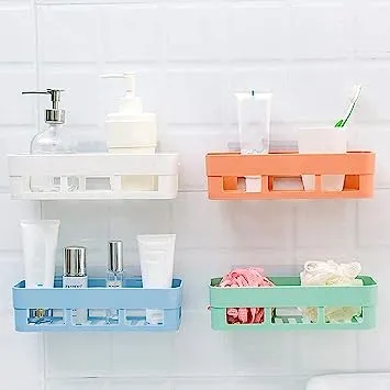 1 Piece Plastic Bathroom Kitchen Storage Organize Shelf Rack Bathroom Shelves Shower Caddy Basket with Wall Mounted