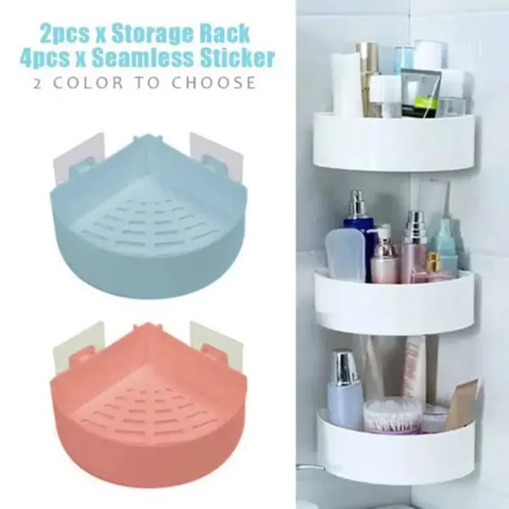 Wall Mounted Waterproof Sucker Corner Triangle Shelf Bathroom Kitchen Storage Rack-1 Piece - Storage Racks |