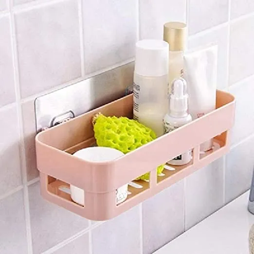 Plastic Bathroom Kitchen Storage Organize Shelf Rack Bathroom Shelves Shower Caddy Basket with Wall Mounted