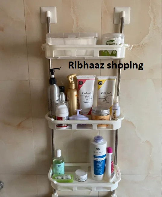 Toilet/Kitchen Rack Toilet Upper Storage Rack Non Perforated Multifunctional Bathroom Kitchen Storage Rack (3 Layer)