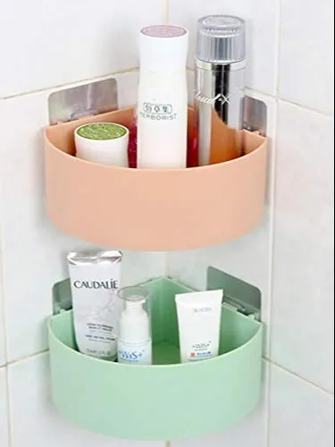 Multi-Purpose Bathroom Corner Shelf | Wall-Mounted Plastic Corner Rack for Soap, Shampoo, Toothbrush