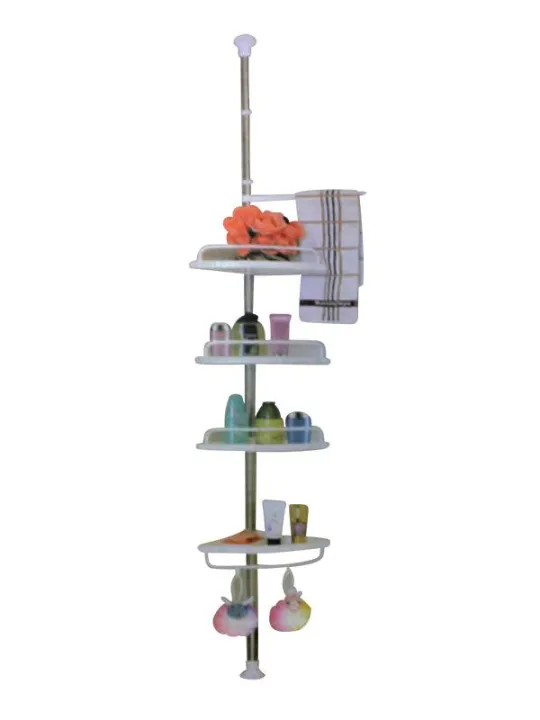 4 Tiers Adjustable Large Multi Bathroom Corner Rack (White)