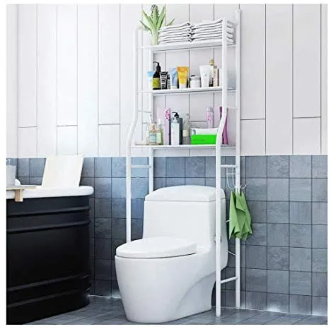 3 Tiers Over Toilet Rack Over Washing Machine Rack Kitchen Bathroom Storage Shelf Space Saving Organizer Bath Towels Shampoo Shower Gel Holder