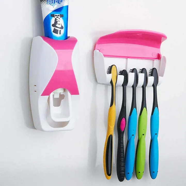 Automatic Toothpaste Dispenser Toothbrush Holder Toothbrush Family Sets-Color Assorted