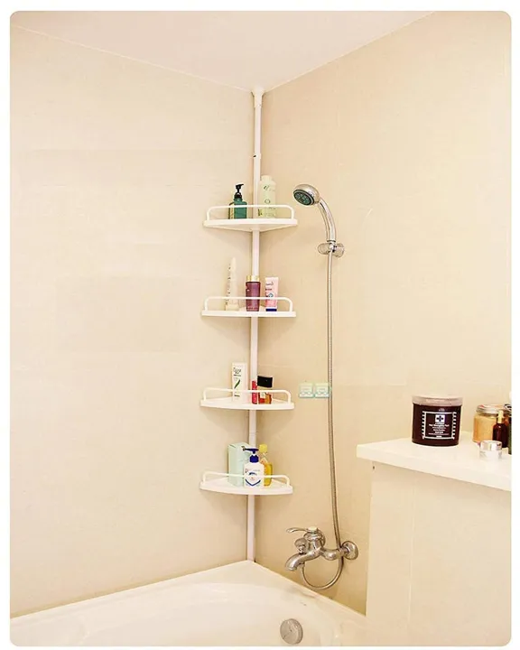 Bathroom/Toilet Adjustable Corner Rack Multi Corner Adjustable Corner Shelf (White)