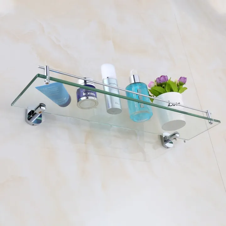 Glass Shelf Bathroom Single Tier Wall Mount Stainless Steel 50Cm