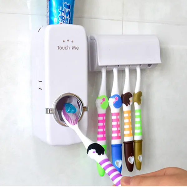 Auto Toothpaste Dispenser/Squeezer & Toothbrush Holder Set.