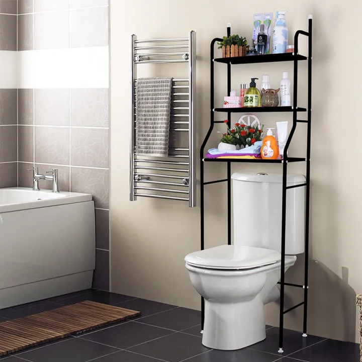 3 Tier Laundry Bathroom Storage Rack Above Washing Machine And Toilet Washers & Dryers On Bathroom Organizer Shelf