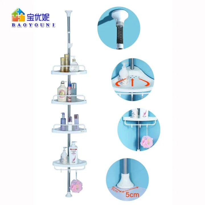 Multi Corner Shelf - 4 Tier Multi Use Rack Corner Shelf Holder Shelves Adjustable Storage Space Saver Organizer Kitchen Bathroom Toilet