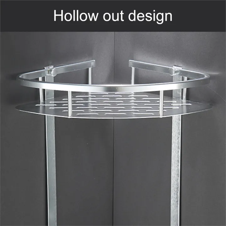 3 Layer Large Capacity Shower Shelf Rack Aluminum Bathroom Corner Shelves Organizer With Hooks