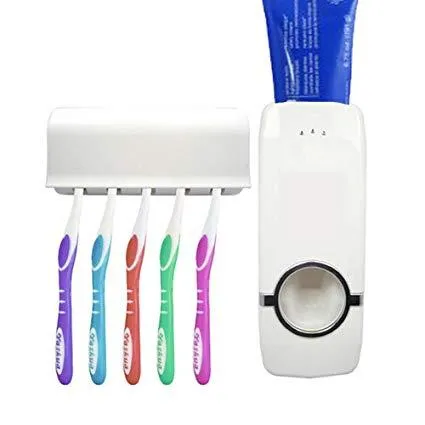 Auto Toothpaste Dispenser/Squeezer & Toothbrush Holder Set.