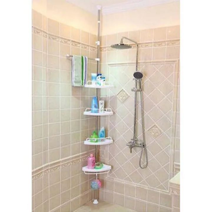 No Tools 4 Tier Multi Use Rack Corner Shelf Holder Shelves Adjustable Storage Space Saver Organizer Kitchen Bathroom Toilet