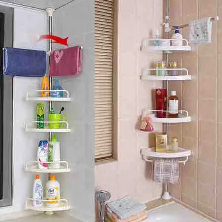 Multi Corner Shelf - No Tools 4 Tier Multi Use Corner Rack/ Shelf Holder Shelves Adjustable Storage Space Saver Organizer Bathroom, Toilet, Kitchen