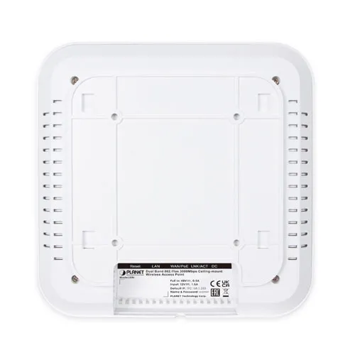Planet Networks Dual Band 802.11ax 3000Mbps Ceiling-mount Wireless Access Point w/802.3at PoE+ and 2 10/100/1000T LAN Ports